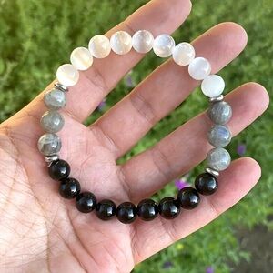 Unisex -Natural Stone Bracelet Black Tourmaline Labradorite Jewelry - Protection